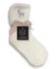 1 Paar Kuschelsocken mit Hirsch bestickt und Schleife